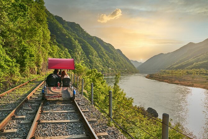Eobi Valley(Winter), Strawberry, Nami Island & Railbike fr Seoul - Gangchon Rail Park: a rail bike on converted old tracks
